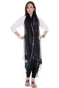 Women's Tissue Mirror Work Dupatta (Black, Free Size)-thumb1