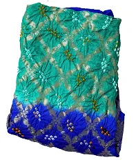 Apratim Banarasi Silk Women's Party Wear Bandhani Green Blue Colour Dupatta Length 2.35 Meter-thumb1