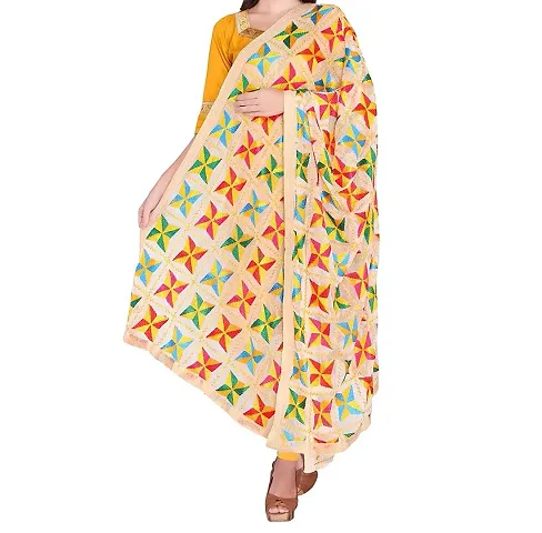 Indian Handicraft Chiffon Dupattas (Chunni-023_Off White_Free Size)