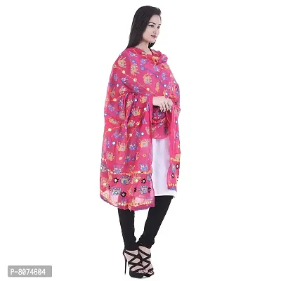 APRATIM Women's Cotton Embroidery and Mirror Work Dupatta Stoles (Kutch-09, Pink, 2.25 m)-thumb3