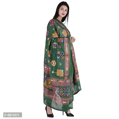 Indian Woman Cotton Handmade Kutch Work Embroidery Dupatta-thumb2