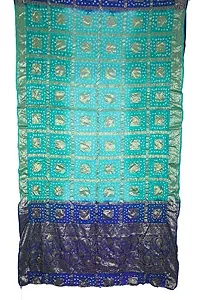 Women's Banarasi Bandhani Silk Handmade Zari Dupatta Hijab Stole (Green, Free Size)-thumb1