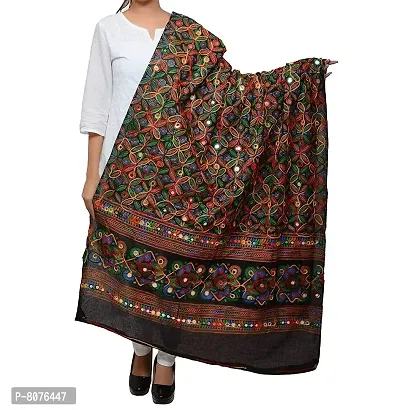 Apratim Kutch Women Party Wear Embroidery Dupatta Black Color