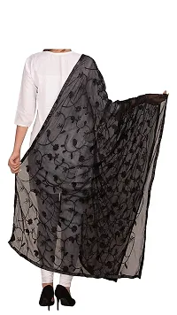 Chiffon Embroidery Dupattas Neck Scarf Fashionable Stole - For Girls Women's Free size- 2.25 meters-thumb2