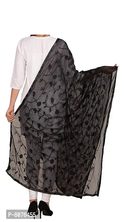 Chiffon Embroidery Dupattas Neck Scarf Fashionable Stole - For Girls Women's Free size- 2.25 meters-thumb3