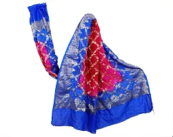 Women's Weaving Bandhani Banarasi Silk with Zari Work Dupatta (Blue and Pink, 2.35 M)-thumb1