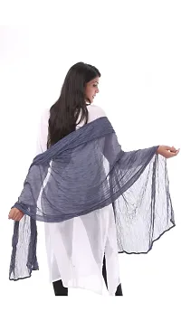 APRATIM Women's Poly Chiffon Solid Plain Dupatta (DS13, Grey)-thumb2