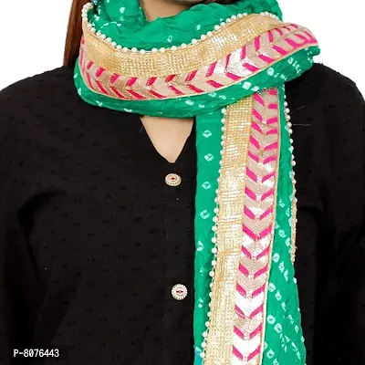APRATIM Women's Art Silk Bandhani Dupatta for Any Occasion |Bright Green, 2.25 Meter-thumb4