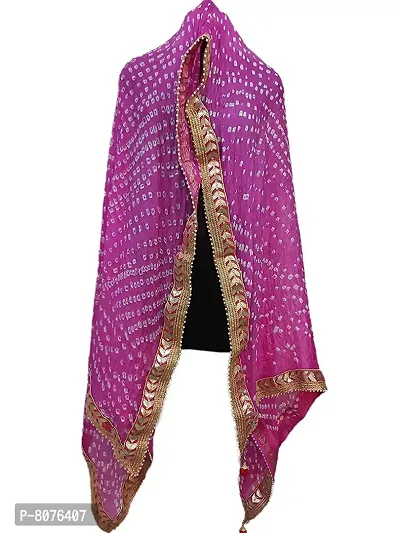 Apratim Art Silk Women's Party Wear Bandhani Dupatta Pink Size 2.25 M