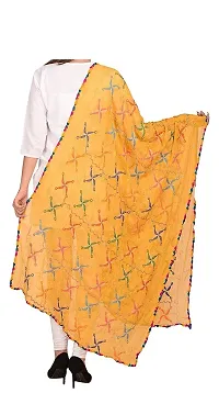 APRATIM Women's Chiffon Phulkari 2.25 m Stole Dupatta (Yellow)-thumb2