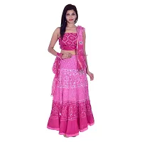 APRATIM Women's Cotton Blend Bandhani Semi stitched Lehenga Choli (Pink, Free Size) bandhani-lehenga-choli-002-thumb2