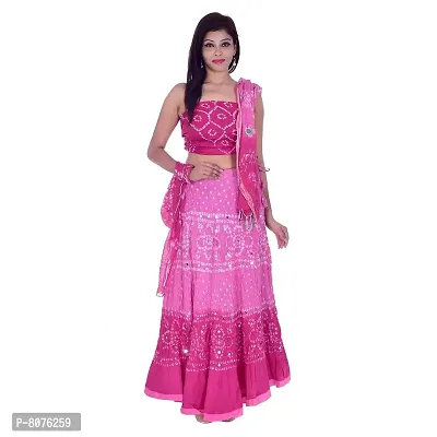 APRATIM Women's Cotton Blend Bandhani Semi stitched Lehenga Choli (Pink, Free Size) bandhani-lehenga-choli-002-thumb3