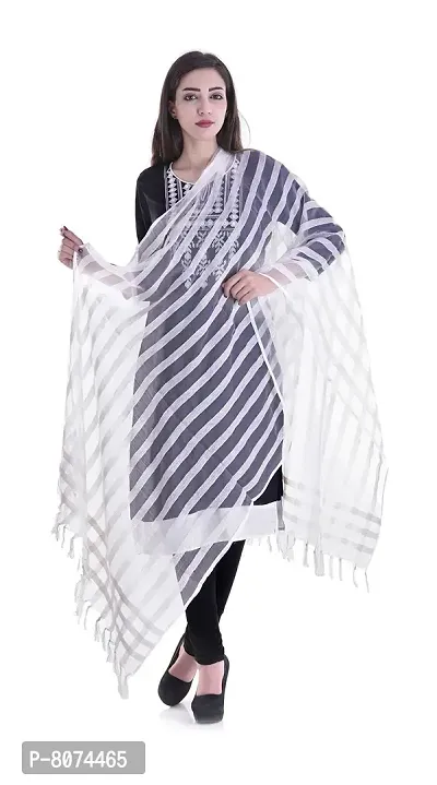 Apratim Women's Silk Dupatta (White)