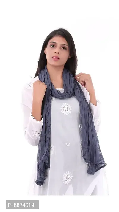 APRATIM Women's Poly Chiffon Solid Plain Dupatta (DS13, Grey)-thumb0