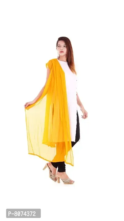 APRATIM Women's Chiffon Solid Colour Dupatta (DOY01, Yellow, Free Size)-thumb3