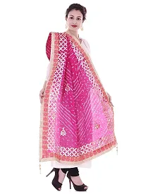 Indian Handmade Art Silk Bandhni Gotta Patti Dupatta a-thumb2