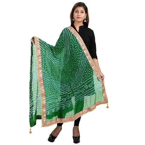 Indian Handicraft Art Silk Women's Bandhani Dupatta Size 2.25