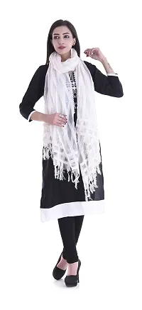 Apratim Women's Silk Dupatta (White)-thumb3