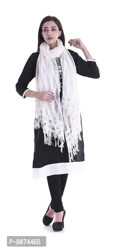 Apratim Women's Silk Dupatta (White)-thumb4