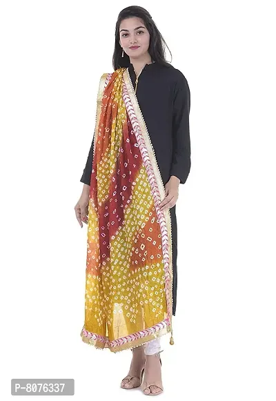 Apratim Art Silk Women's/Girls Wedding/Festival Bandhani Dupatta Multi-Color-thumb2