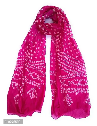 APRATIM Art Silk Bandhani Dupatta Neck Scarf Fashionable Stole for Women (Pink, Free size- 2.25 meter)-thumb0