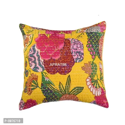 Apratim Cotton Set of 5 Pcs Kantha Cushion Cover / Pillow Cover 16x16 inch-05-thumb2