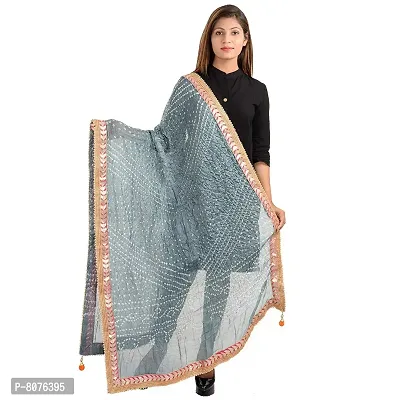 Apratim Art Silk Women's/Girls Wedding/Festival Bandhani Dupatta Grey Color-thumb2