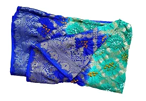 Apratim Banarasi Silk Women's Party Wear Bandhani Green Blue Colour Dupatta Length 2.35 Meter-thumb2