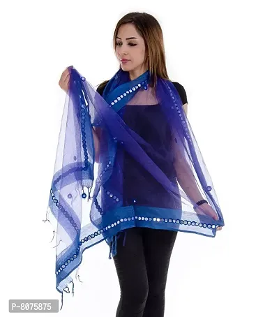 Apratim Women Tissue Material Mirror Work Plain Dupattas 2.3 Mtr.-thumb2