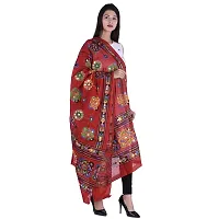 Indian Woman Cotton Handmade Kutch Work Embroidery Sequence Work Dupatta-thumb1