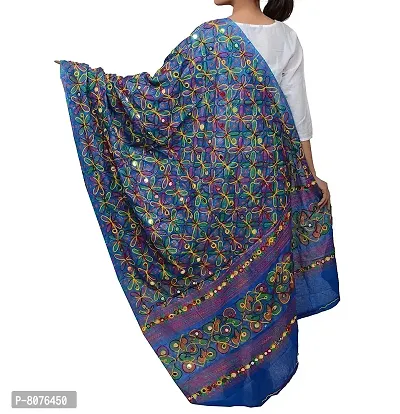 Apratim Cotton Kutch Women Party Wear Embroidery Dupatta Blue Color-thumb3