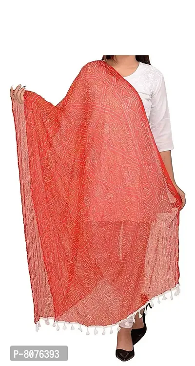 Chiffon Bandhani Dupattas Neck Scarf Fashionable Stole - For Girls Women's Free size- 2.25 meters-thumb0