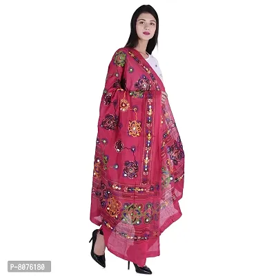 Traditional Design Cotton Long Women's Kutch Embroidery Work Cotton Dupatta Floral Stole Veil Stole Hijab Sarong-thumb2