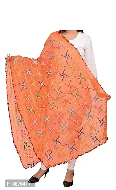 Chiffon Phulkari Dupattas Neck Scarf Fashionable Stole - For Girls Women's Free size- 2.25 meters