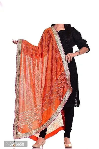 Art Silk bandhnai Gotta Work Dupattas Neck Scarf Fashionable Stole - For Girls Women's Free size- 2.25 meters-thumb0