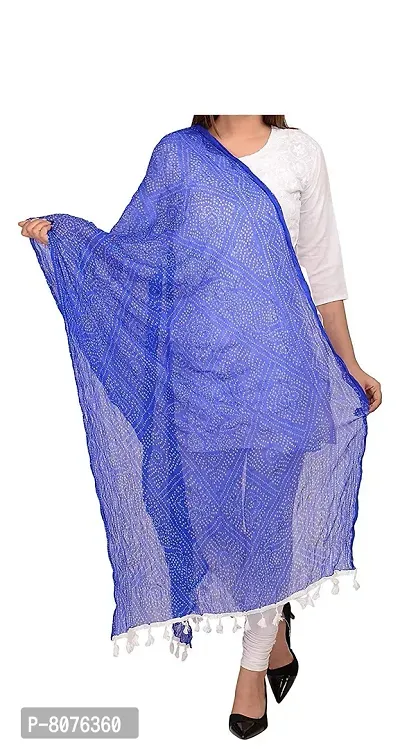 Chiffon Bandhani Dupattas Neck Scarf Fashionable Stole - For Girls Women's Free size- 2.25 meters