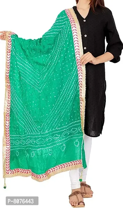 APRATIM Women's Art Silk Bandhani Dupatta for Any Occasion |Bright Green, 2.25 Meter