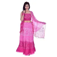 APRATIM Women's Cotton Blend Bandhani Semi stitched Lehenga Choli (Pink, Free Size) bandhani-lehenga-choli-002-thumb1