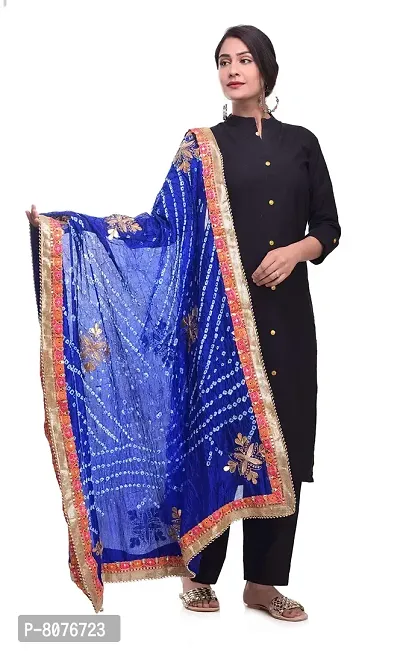 Apratim Art Silk Women's/Girls Bandhani Bandhej Dupatta/Stole/Chunni