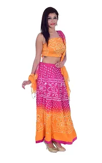 Apratim Women's Cotton Unstitched Lehenga (Yellow)-thumb2