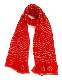 APRATIM Women's Printed Art Silk Bandhani Dupattas Neck Scarf Fashionable Stole - |Free size- 2.25 meters | Red-thumb1