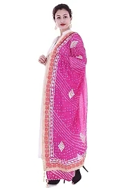 Indian Handmade Art Silk Bandhni Gotta Patti Dupatta b-thumb2