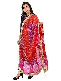 Apratim Art Silk Women's/Girls Wedding/Festival Bandhani Dupatta Pink Color-thumb3