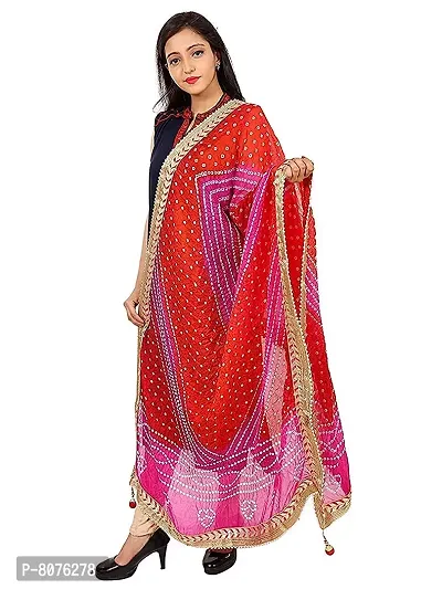 Apratim Art Silk Women's/Girls Wedding/Festival Bandhani Dupatta Pink Color-thumb4