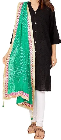 APRATIM Women's Art Silk Bandhani Dupatta for Any Occasion |Bright Green, 2.25 Meter-thumb2