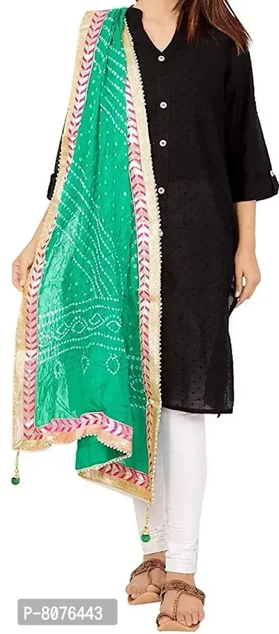 APRATIM Women's Art Silk Bandhani Dupatta for Any Occasion |Bright Green, 2.25 Meter-thumb3