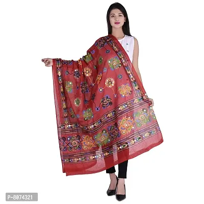 Indian Woman Cotton Handmade Kutch Work Embroidery Dupatta-thumb0