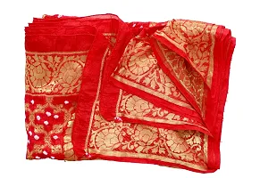 APRATIM Women's Silk Ethnic Tie-dye Bandhani Banarasi Dupatta with Zari Work (Red, Free Size)-thumb3