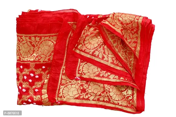 APRATIM Women's Silk Ethnic Tie-dye Bandhani Banarasi Dupatta with Zari Work (Red, Free Size)-thumb4