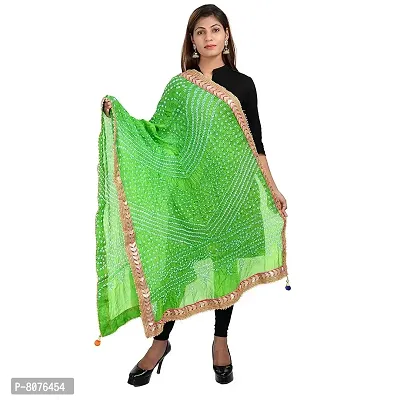 Apratim Art Silk Women's Party Wear Bandhani Dupatta Bright Green Size 2.25 M